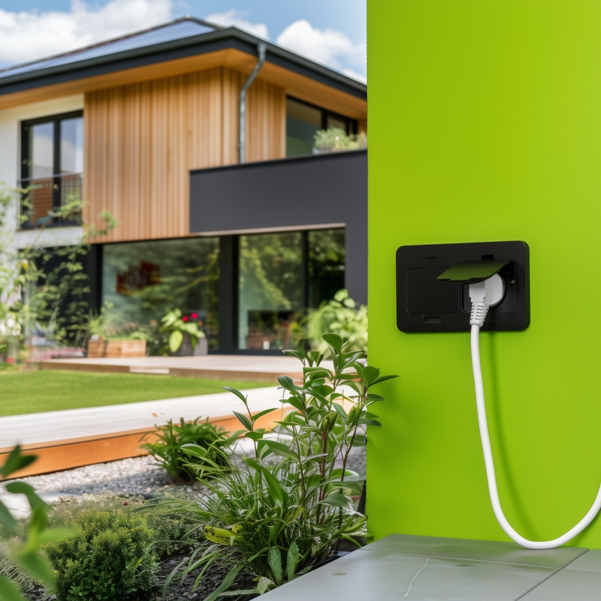 Brilagi - Udendørs indbygget gulvudtag med dobbeltstikkontakt, IP55, sort, rektangulær