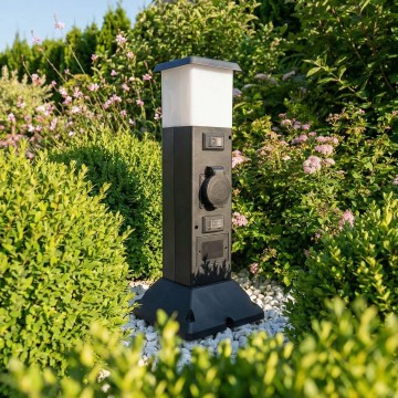 Brilagi - Udendørs lampe med 2 SCHUKO-stik 1xE14/15W/230V IP44 sort