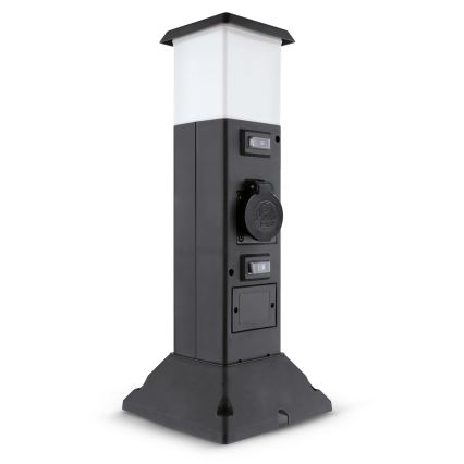 Brilagi - Udendørs lampe med 2 SCHUKO-stik 1xE14/15W/230V IP44 sort