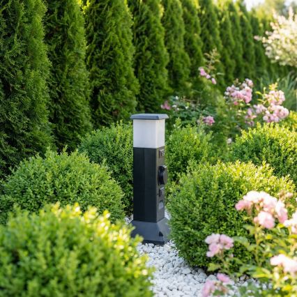 Brilagi - Udendørs lampe med 2 SCHUKO-stik 1xE14/15W/230V IP44 sort