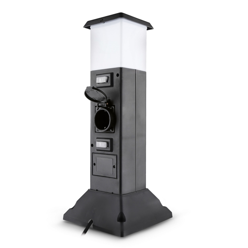 Brilagi - Udendørs lampe med 2 SCHUKO-stik 1xE14/15W/230V IP44 sort