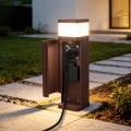BRILAGI - Udendørs lampe med 2 SCHUKO-stik PILLAR 1xG9/11W/230V IP44 brun