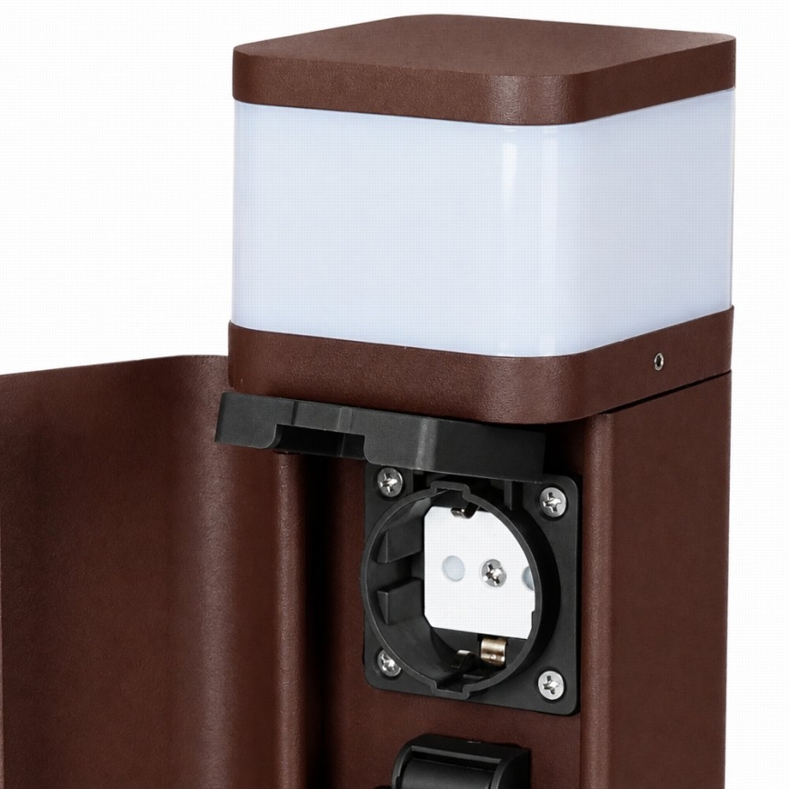 BRILAGI - Udendørs lampe med 2 SCHUKO-stik PILLAR 1xG9/11W/230V IP44 brun
