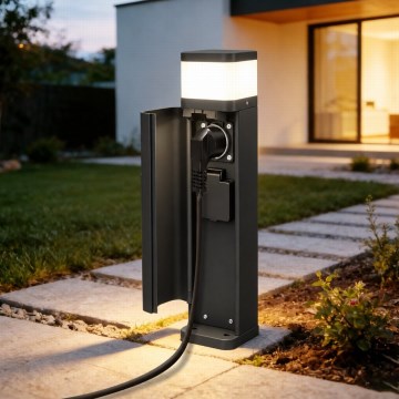 BRILAGI - Udendørs lampe med 2 SCHUKO-stik PILLAR 1xG9/11W/230V IP44 sort