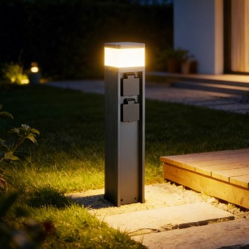 Brilagi - Udendørs lampe med 2 SCHUKO-udtag PILLAR 1xG9/11W/230V IP44 antracit