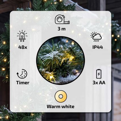 BRILAGI - Udendørs LED-juledekoration GUIRLANDE LED/3xAA 300 cm IP44