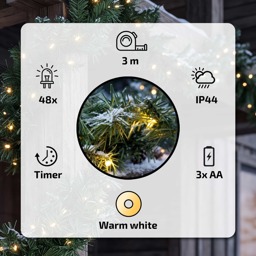 BRILAGI - Udendørs LED-juledekoration GUIRLANDE LED/3xAA 300 cm IP44