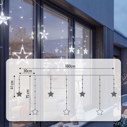 BRILAGI - Udendørs LED lysgardin 77xLED/3xAA/USB 1,8 m IP44 koldt hvidt lys