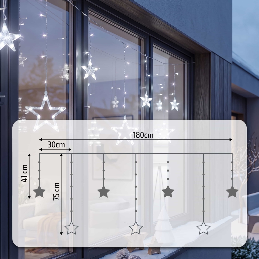 BRILAGI - Udendørs LED lysgardin 77xLED/3xAA/USB 1,8 m IP44 koldt hvidt lys