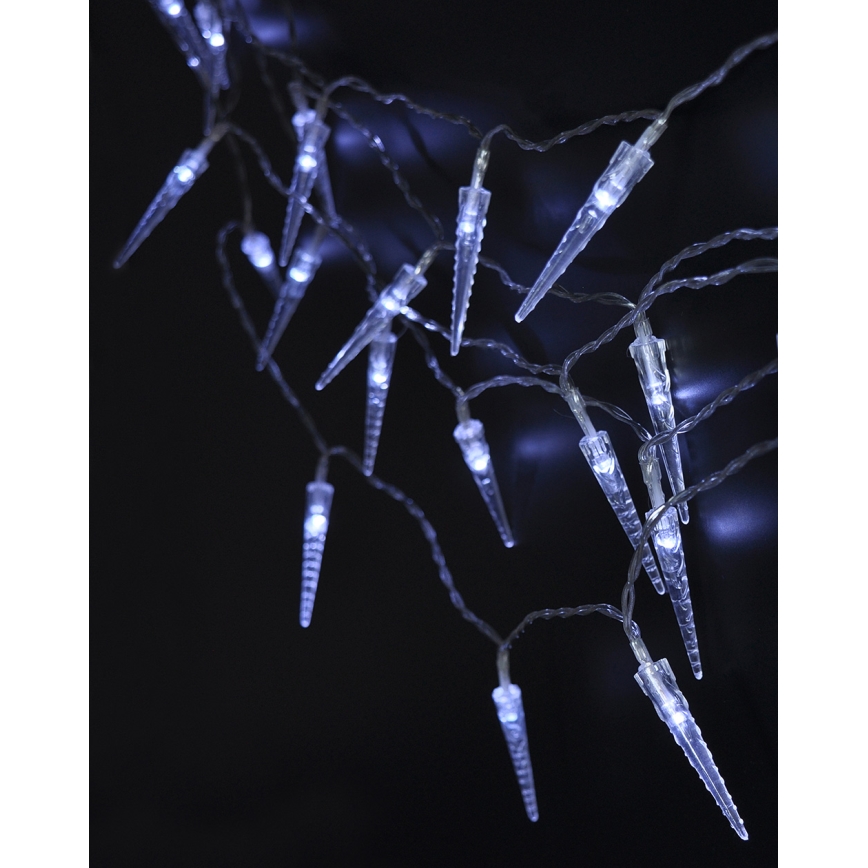 Brilagi - Udendørs LED lyskæde 50xLED/8 funktioner/3xAA 8 m IP44 koldt hvidt lys
