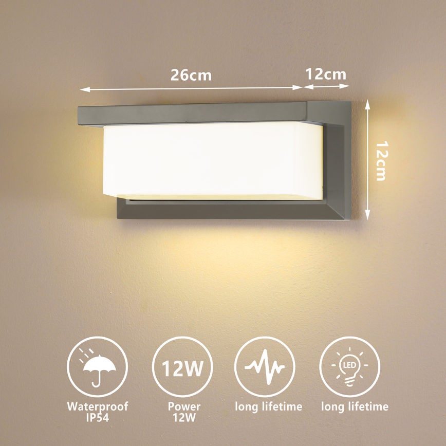 Brilagi - Udendørs LED væglampe BRICKY LED/12W/230V grå IP54
