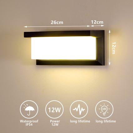 Brilagi - Udendørs LED væglampe BRICKY LED/12W/230V sort IP54