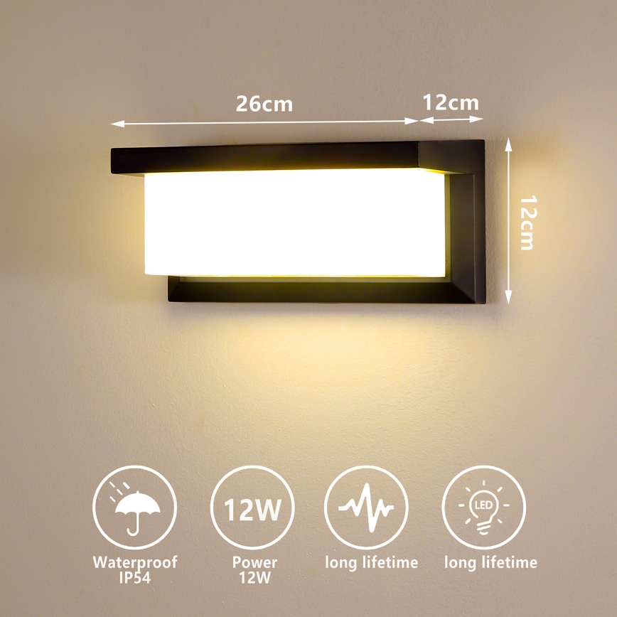 Brilagi - Udendørs LED væglampe BRICKY LED/12W/230V sort IP54