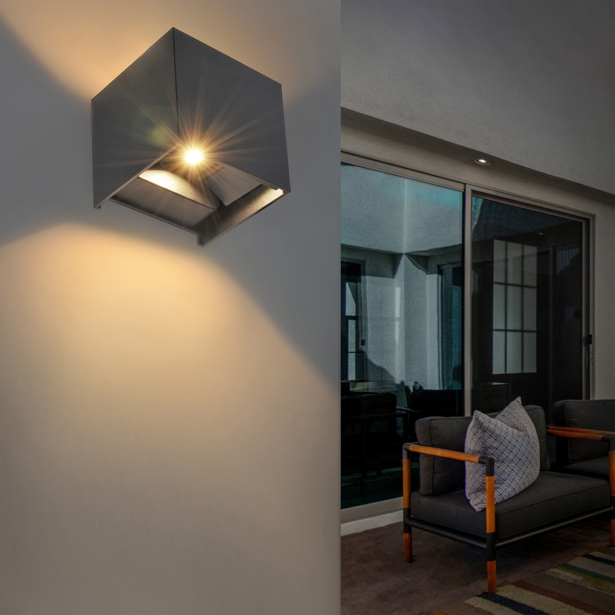 Brilagi - Udendørs LED væglampe CUBE LED/6W/230V antracit IP54