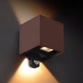 Brilagi - Udendørs LED-væglampe CUBE med sensor, 6W/230V, brun, IP65
