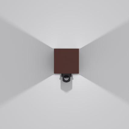 Brilagi - Udendørs LED-væglampe CUBE med sensor, 6W/230V, brun, IP65