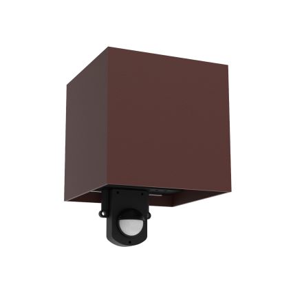 Brilagi - Udendørs LED-væglampe CUBE med sensor, 6W/230V, brun, IP65