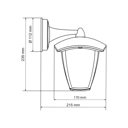 Brilagi - Udendørs LED væglampe LUNA 1xE27/60W/230V IP44