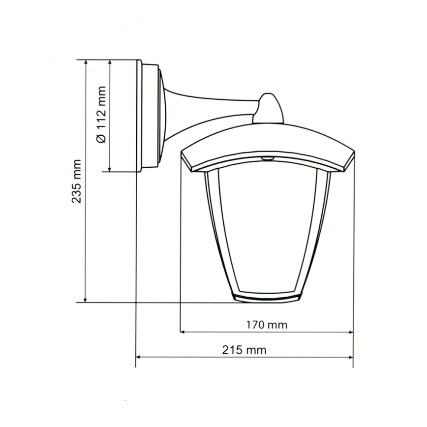 Brilagi - Udendørs LED væglampe LUNA 1xE27/60W/230V IP44