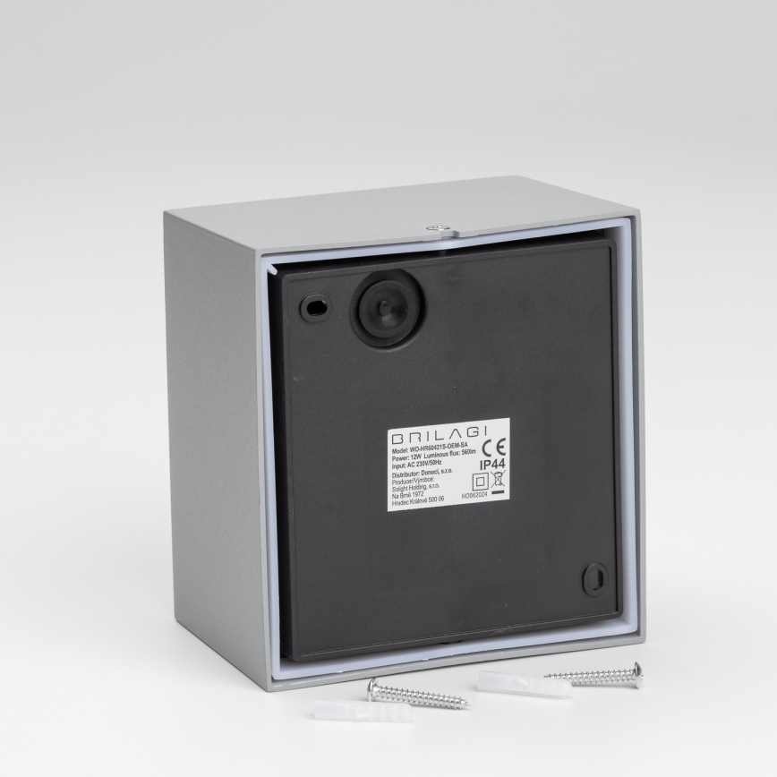 Brilagi - Udendørs LED væglampe med sensor TERNI LED/12W/230V grå IP44