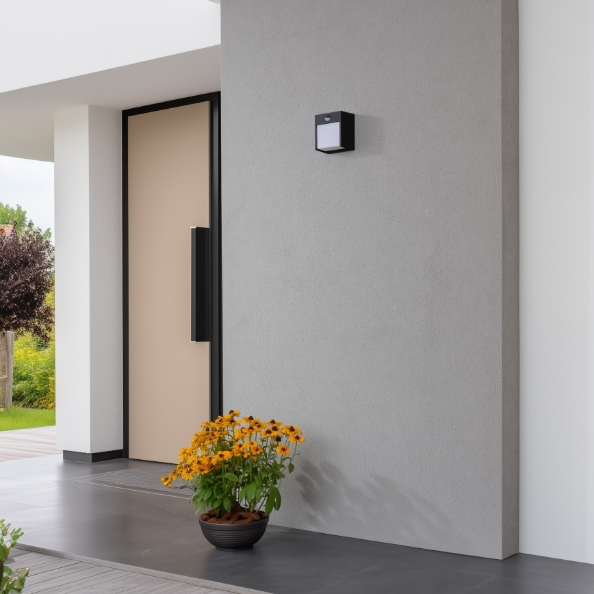 Brilagi - Udendørs LED væglampe med sensor TERNI LED/12W/230V sort IP44