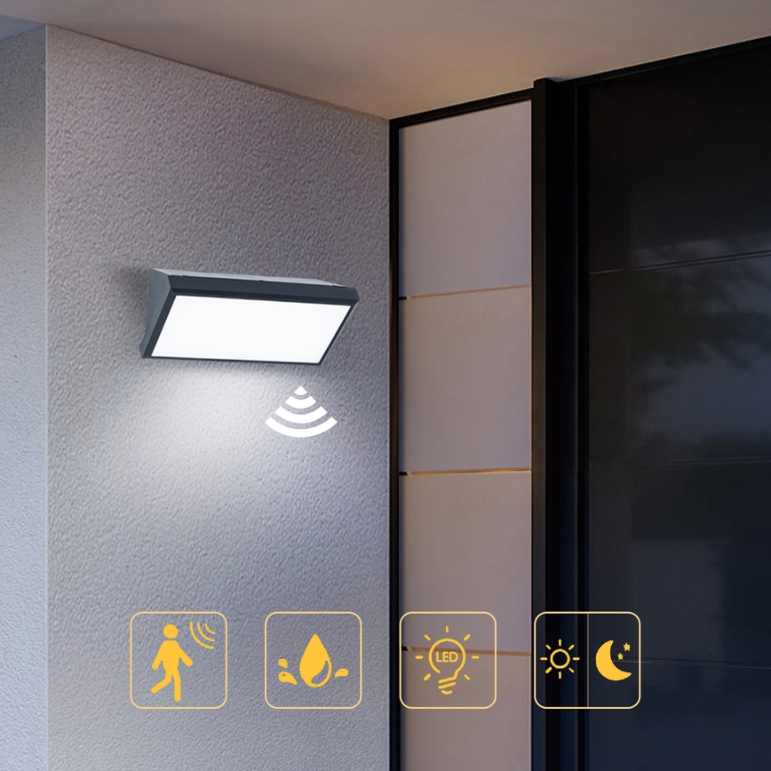 Brilagi - Udendørs LED væglampe med sensor TRIANGLE LED/20W/230V IP65 antracitgrå