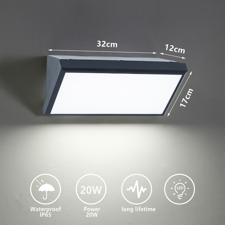 Brilagi - Udendørs LED væglampe TRIANGLE LED/20W/230V antracit IP65