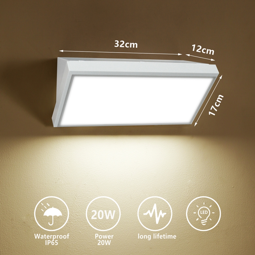 Brilagi - Udendørs LED væglampe TRIANGLE LED/20W/230V hvid IP65