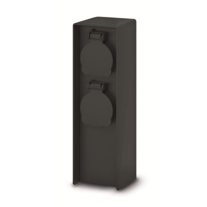 Brilagi - Udendørs stikkolonne med 2 SCHUKO-stik, 230 V, IP44, sort