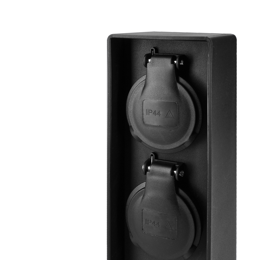 Brilagi - Udendørs stikkolonne med 2 SCHUKO-stik, 230 V, IP44, sort