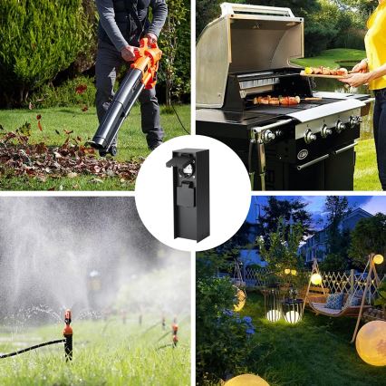 Brilagi - Udendørs stikkolonne PILLAR 2Z SCHUKO 230V IP44 sort