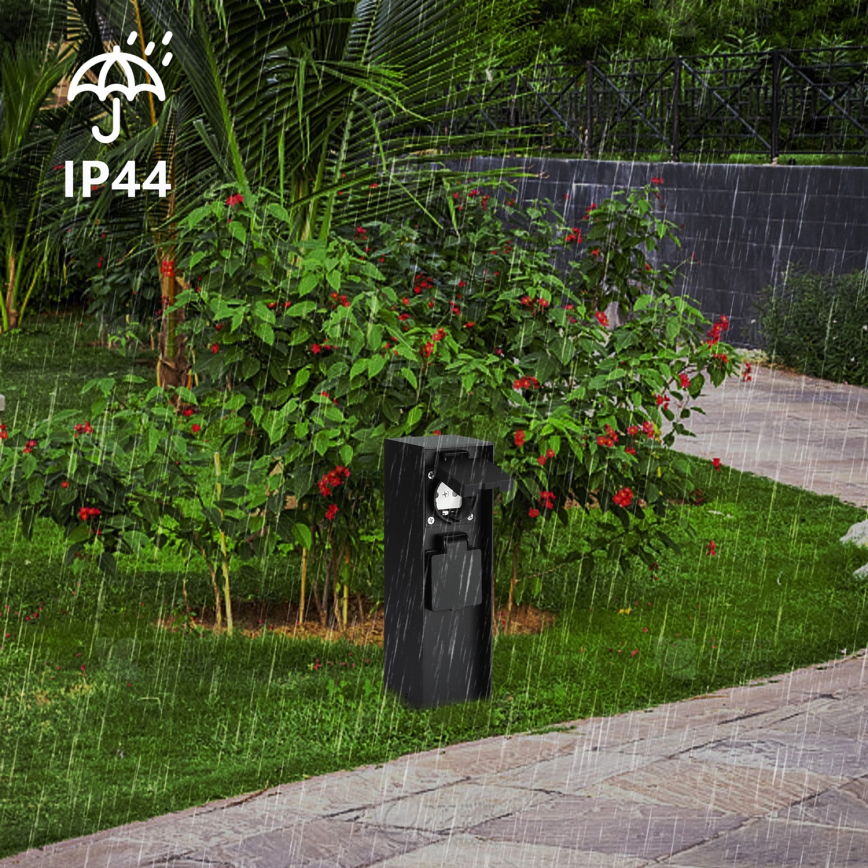 Brilagi - Udendørs stikkolonne PILLAR 2Z SCHUKO 230V IP44 sort