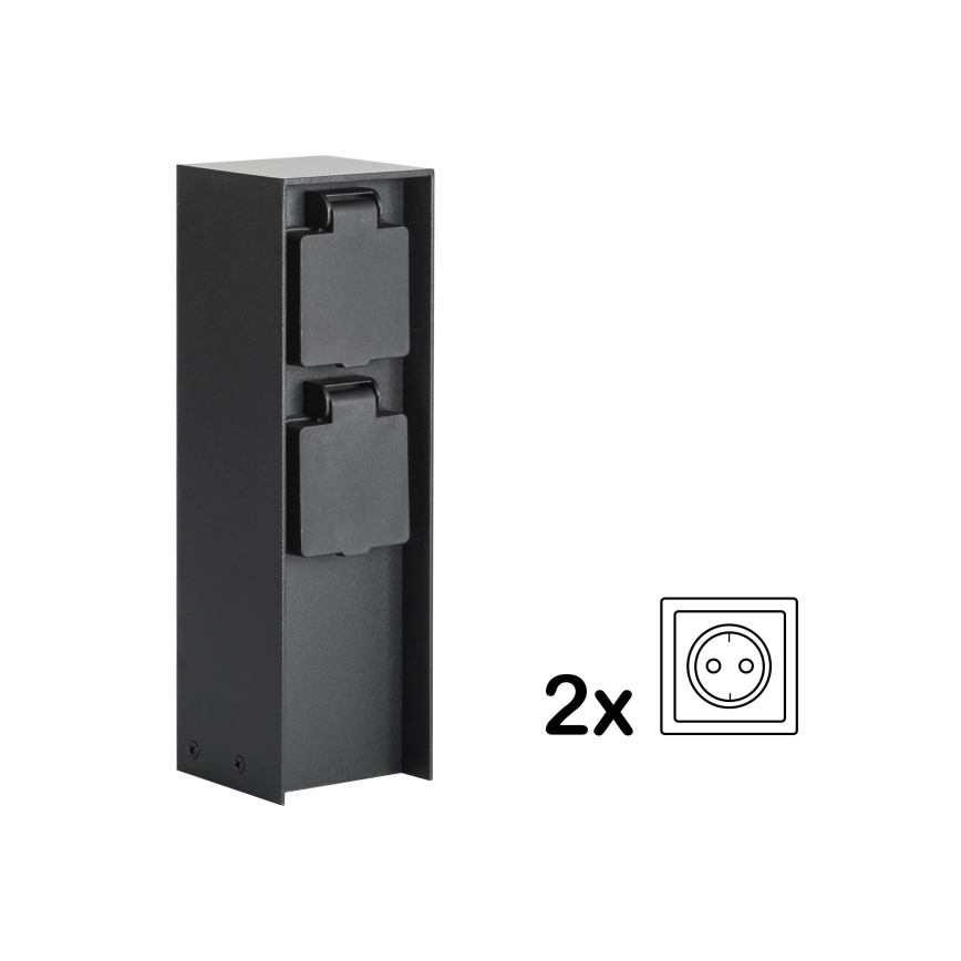 Brilagi - Udendørs stikkolonne PILLAR 2Z SCHUKO 230V IP44 sort