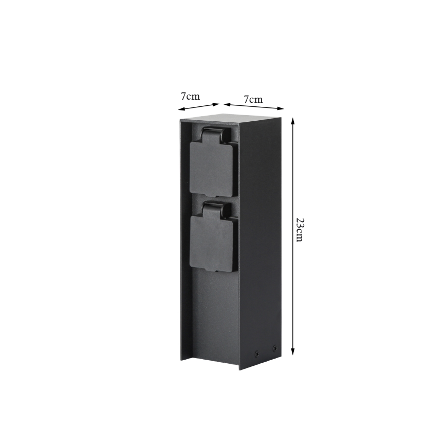 Brilagi - Udendørs stikkolonne PILLAR 2Z SCHUKO 230V IP44 sort