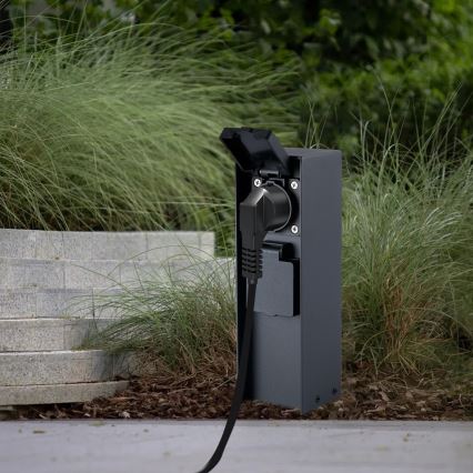 BRILAGI - Udendørs stikkolonne PILLAR 2Z SCHUKO 230V IP44 sort