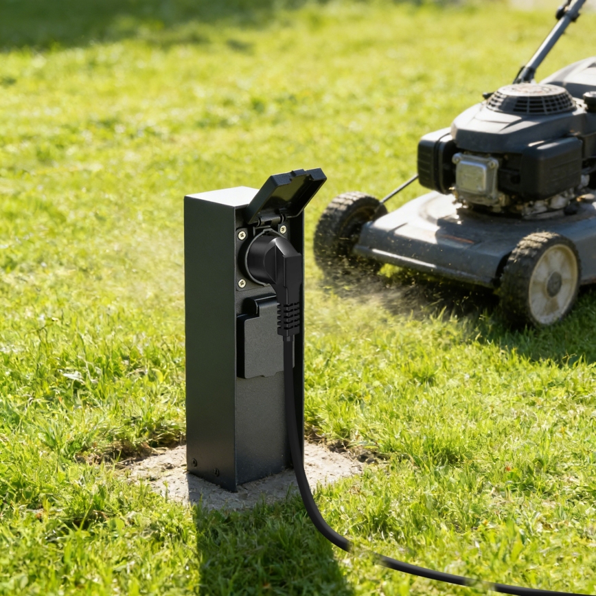 BRILAGI - Udendørs stikkolonne PILLAR 2Z SCHUKO 230V IP44 sort