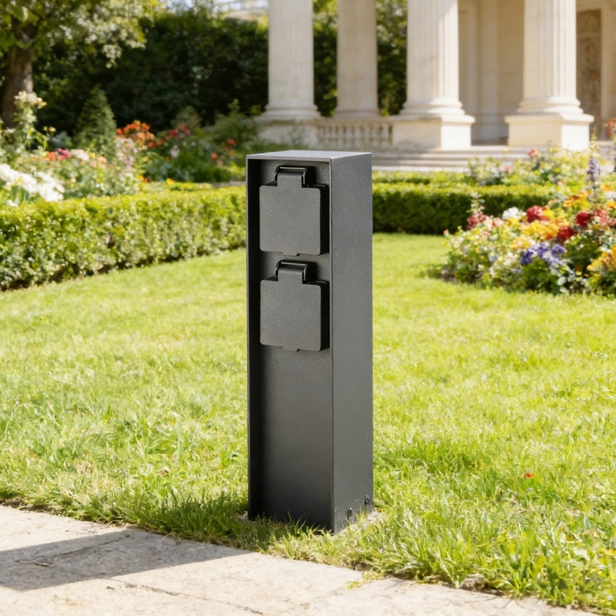 BRILAGI - Udendørs stikkolonne PILLAR 2Z SCHUKO 230V IP44 sort