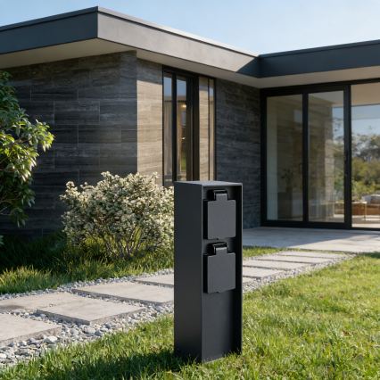 BRILAGI - Udendørs stikkolonne PILLAR 2Z SCHUKO 230V IP44 sort