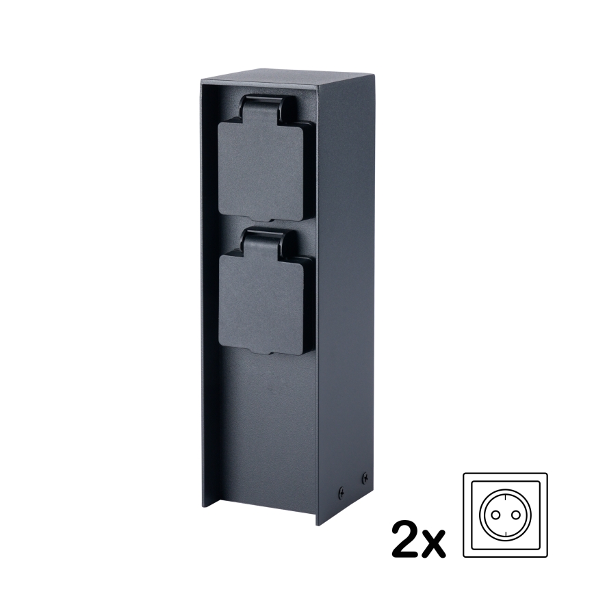BRILAGI - Udendørs stikkolonne PILLAR 2Z SCHUKO 230V IP44 sort