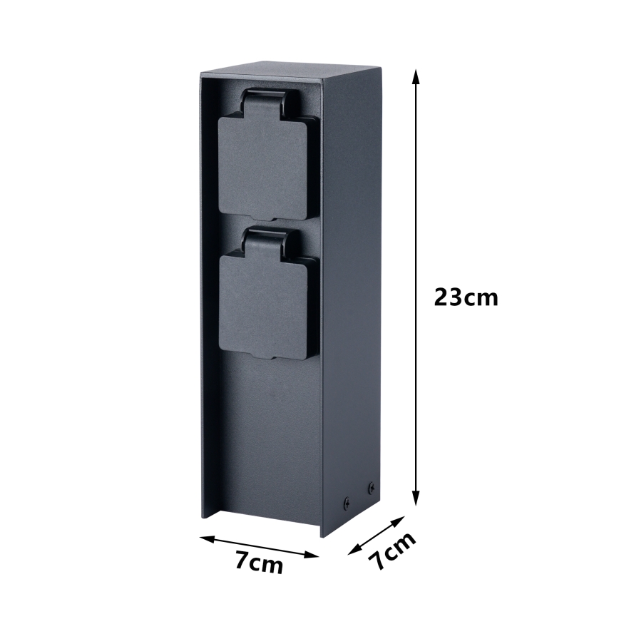 BRILAGI - Udendørs stikkolonne PILLAR 2Z SCHUKO 230V IP44 sort