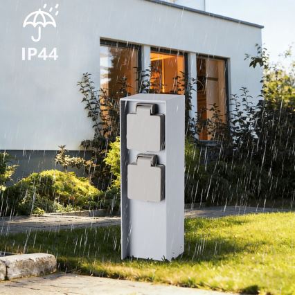 Brilagi - Udendørs stikkontaktssøjle PILLAR 2Z SCHUKO 230V IP44 sølv