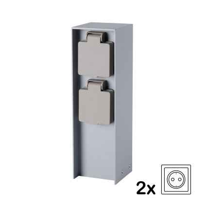 Brilagi - Udendørs stikkontaktssøjle PILLAR 2Z SCHUKO 230V IP44 sølv