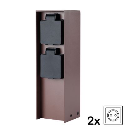 Brilagi - Udendørs stikkontaktstolpe PILLAR 2x SCHUKO 230 V IP44 brun
