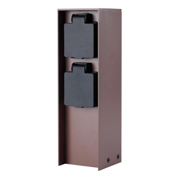 Brilagi - Udendørs stikkontaktstolpe PILLAR 2Z SCHUKO 230V IP44 brun