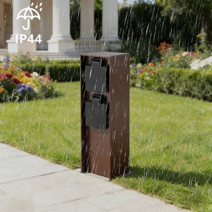 Brilagi - Udendørs stikkontaktstolpe PILLAR 2Z SCHUKO 230V IP44 brun