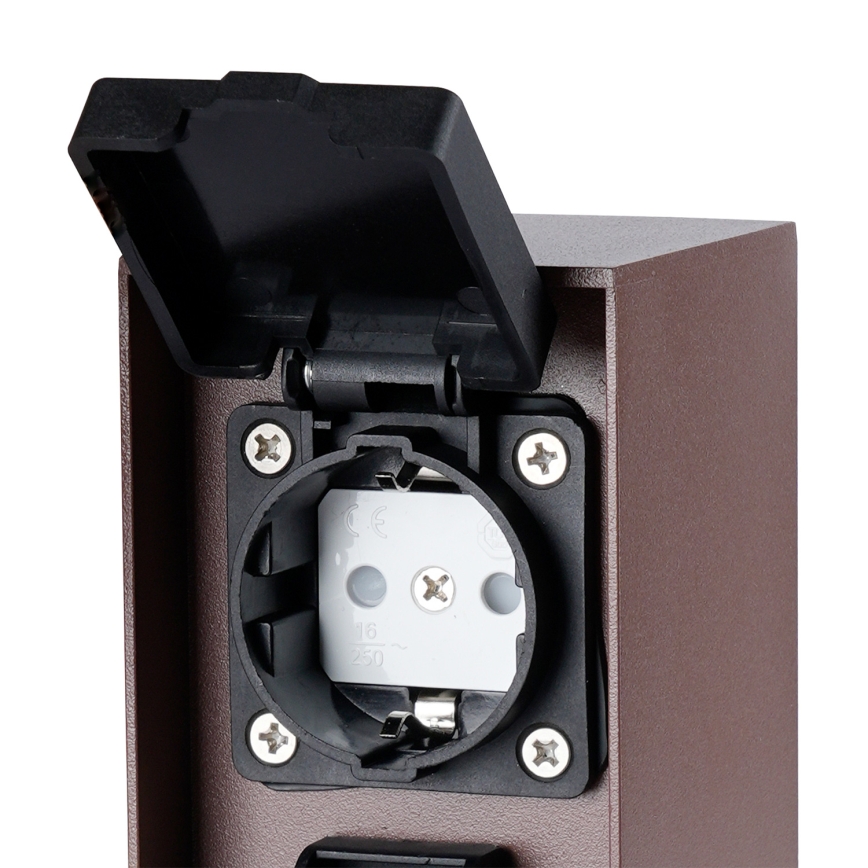 Brilagi - Udendørs stikkontaktstolpe PILLAR 2Z SCHUKO 230V IP44 brun