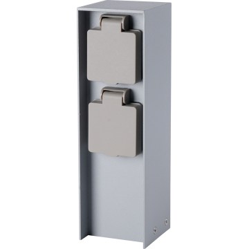 Brilagi - Udendørs stikkontaktstolpe PILLAR 2Z SCHUKO 230V IP44 sølv