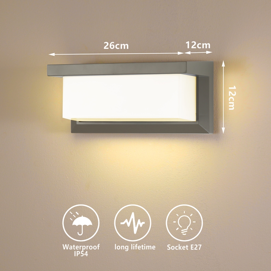 Brilagi - Udendørs væglampe BRICKY 1xE27/60W/230V grå IP54