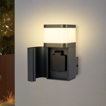 Brilagi - Udendørs væglampe med SCHUKO-stik PILLAR 1xG9/11W/230V IP44 antracit