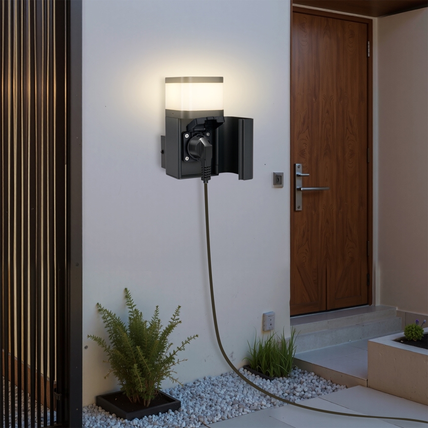 Brilagi - Udendørs væglampe med SCHUKO-stik PILLAR 1xG9/11W/230V IP44 antracit